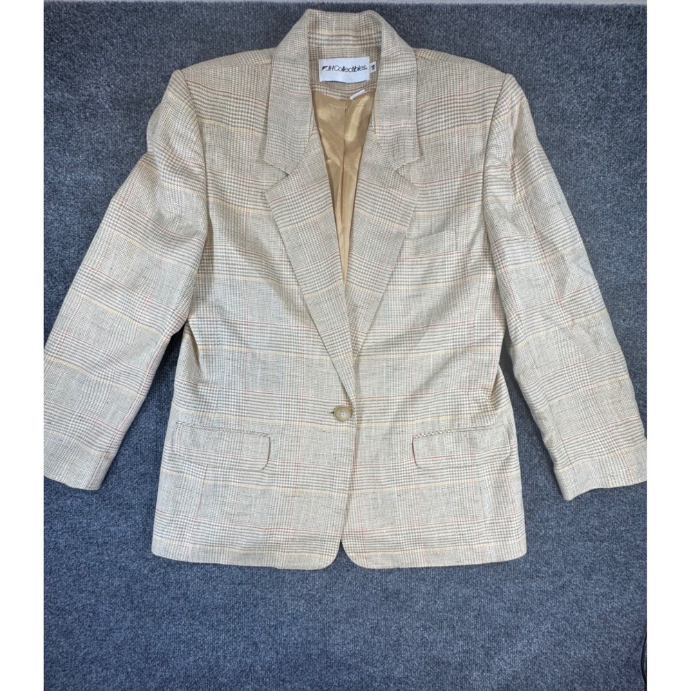 Vintage JH Collectibles Plaid Suit Set Women's Size 14 Blazer & Shorts Belt 90s - Picture 2 of 15